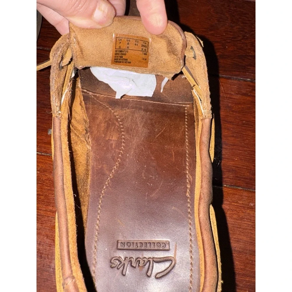 Clarks Shoes Mens7 M Morven Sail Boat Brown Leather Lace Up Comfort Low Org 110$